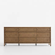 Milano 74" Natural Walnut Wood 9-Drawer Dresser