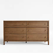 Milano 74" Natural Walnut Wood 9-Drawer Dresser