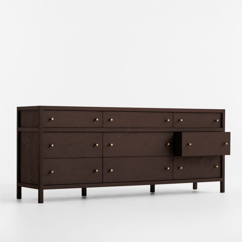 Keane 84" Solid Espresso Wood 9-Drawer Dresser - image 2 of 11