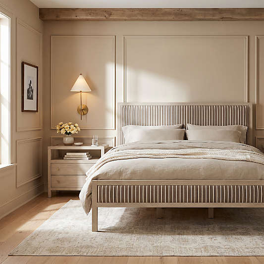 Keane Weathered Natural Wood Upholstered Bed