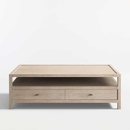 Keane Weathered Natural Wood 54" Rectangular Storage Coffee Table
