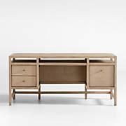 Batten 61.5" Natural Oak Wood Desk with White Marble Top