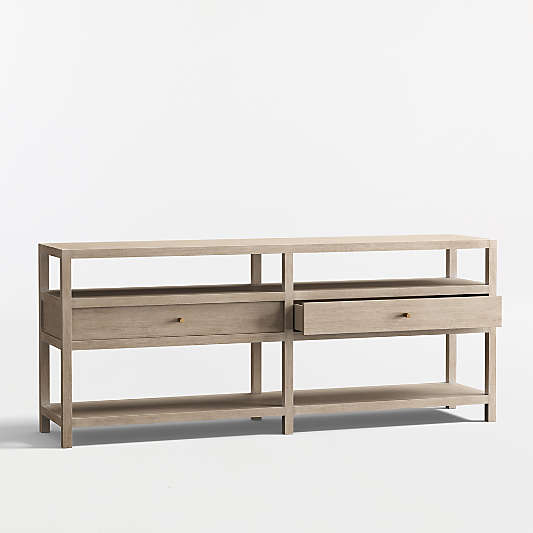 Keane Weathered Natural Wood Storage 72" Console Table