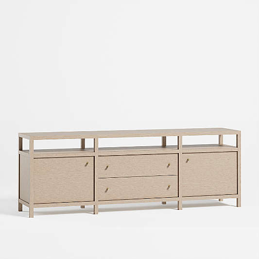 Keane Weathered Natural Wood 86" Storage Media Console