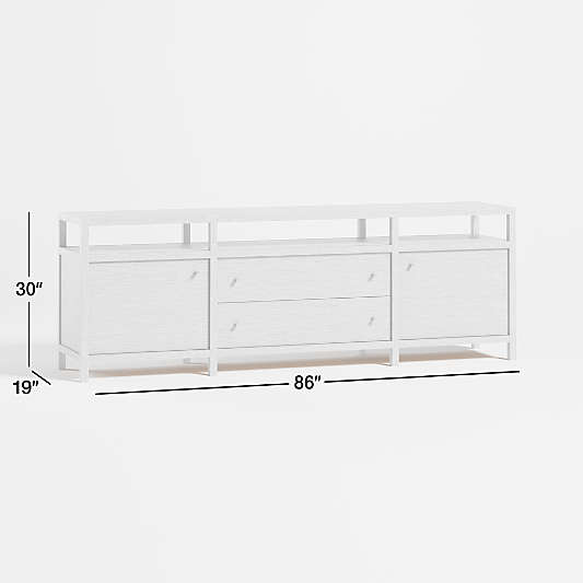 Keane Weathered Natural Wood 86" Storage Media Console