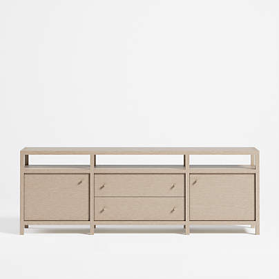 Keane Weathered Natural Wood 86" Storage Media Console