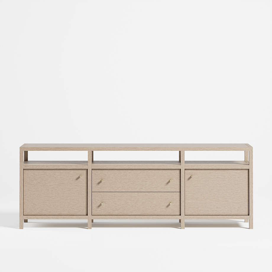 Keane Weathered Natural Wood 86" Storage Media Console/TV Stand