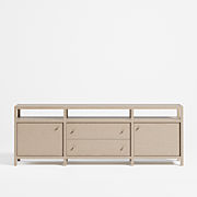 Calypso Natural Wood 72" Storage Media Console with Glass Doors