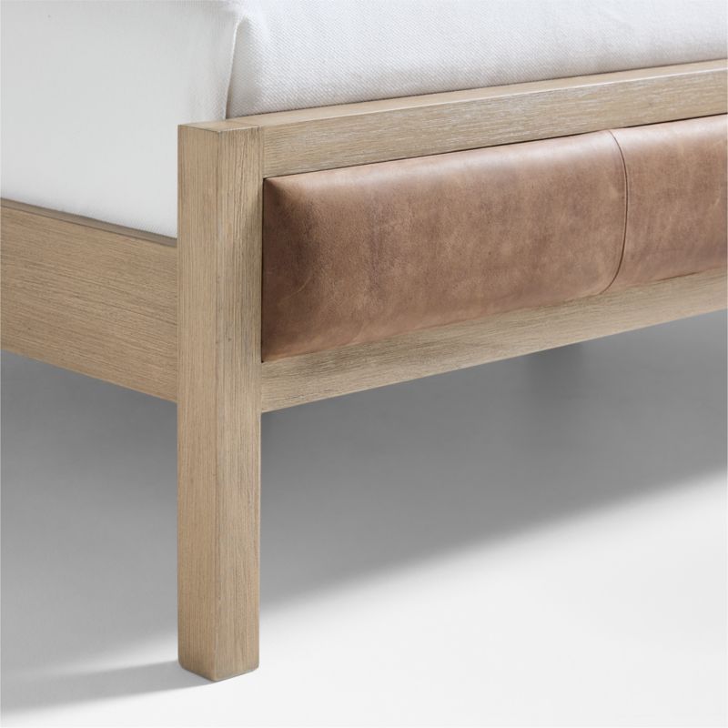 Keane Weathered Natural Wood and Leather Queen Bed - image 4 of 5