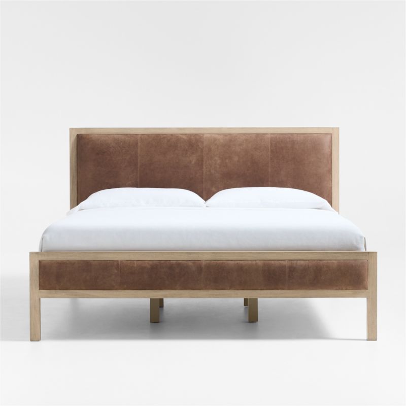 Keane Weathered Natural Wood and Leather King Bed - image 0 of 6