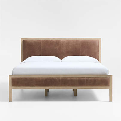 Keane Weathered Natural Wood and Leather King Bed