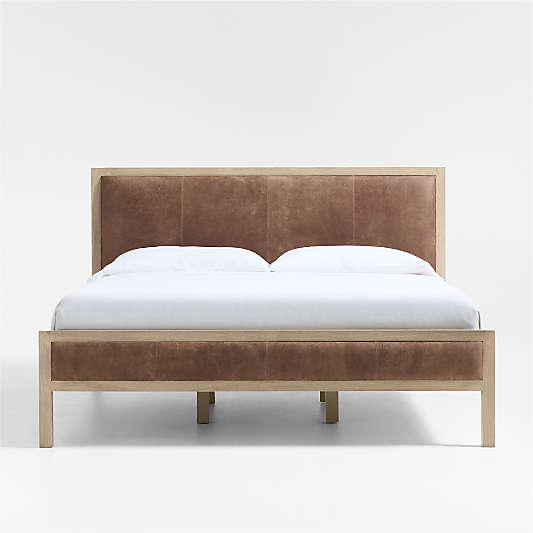Keane Weathered Natural Wood and Leather Queen Bed