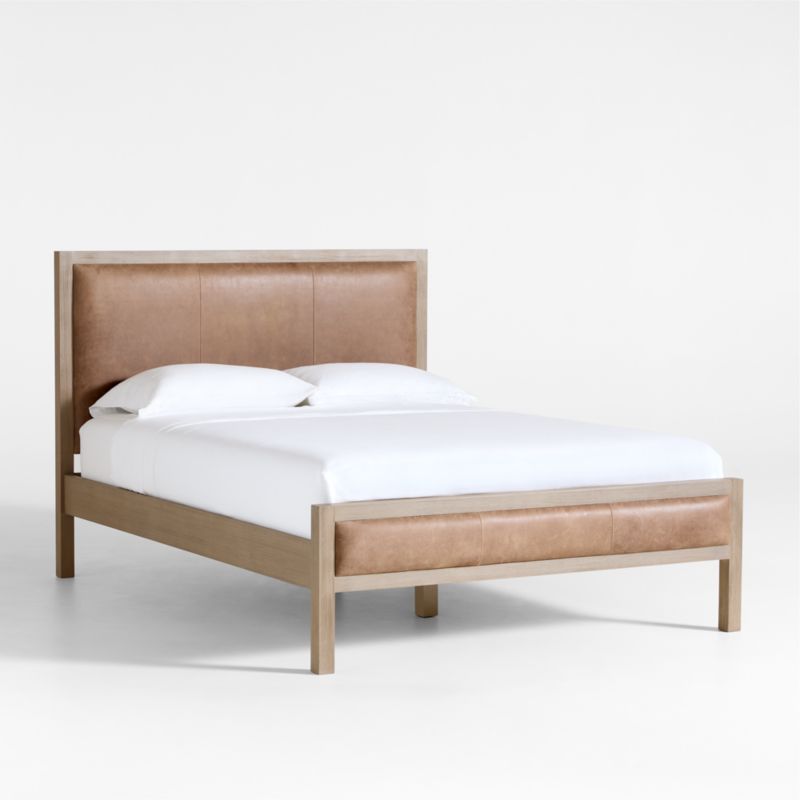 Keane Weathered Natural Wood and Leather Queen Bed - image 1 of 5