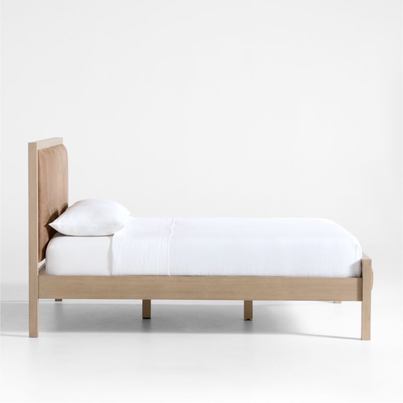 Keane Weathered Natural Wood and Leather Queen Bed - image 2 of 5