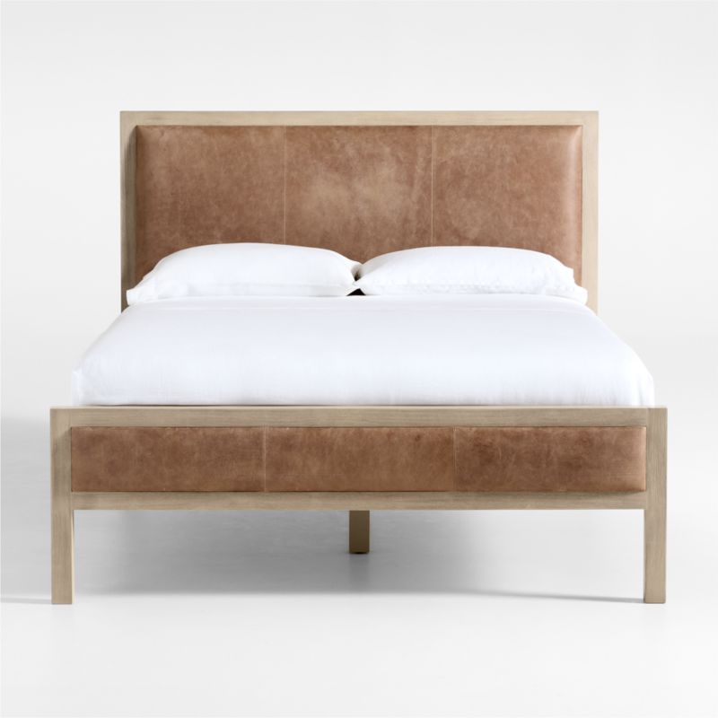 Keane Weathered Natural Wood and Leather Queen Bed - image 0 of 5