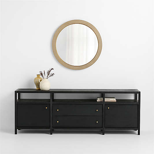 Keane Natural Wood Round Wall Mirror