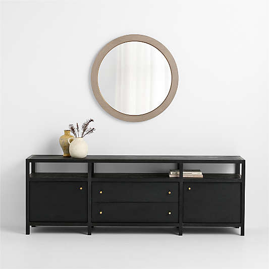 Keane Natural Wood Round Wall Mirror