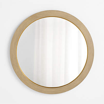 Keane Natural Wood Round Wall Mirror