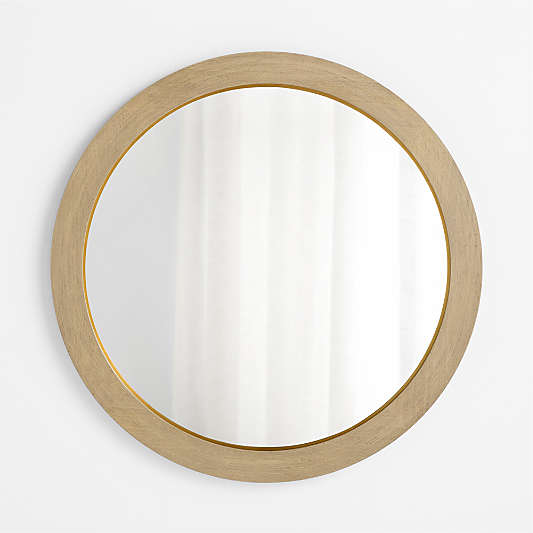 Keane Natural Wood Round Wall Mirror