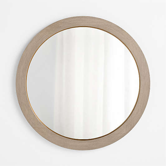 Keane Natural Wood Round Wall Mirror