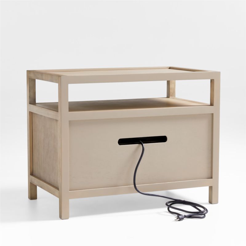 Keane Weathered Natural Wood Charging Nightstand