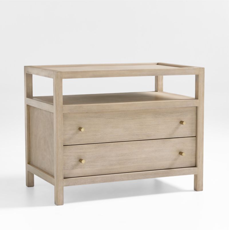 Keane Weathered Natural Wood Charging Nightstand