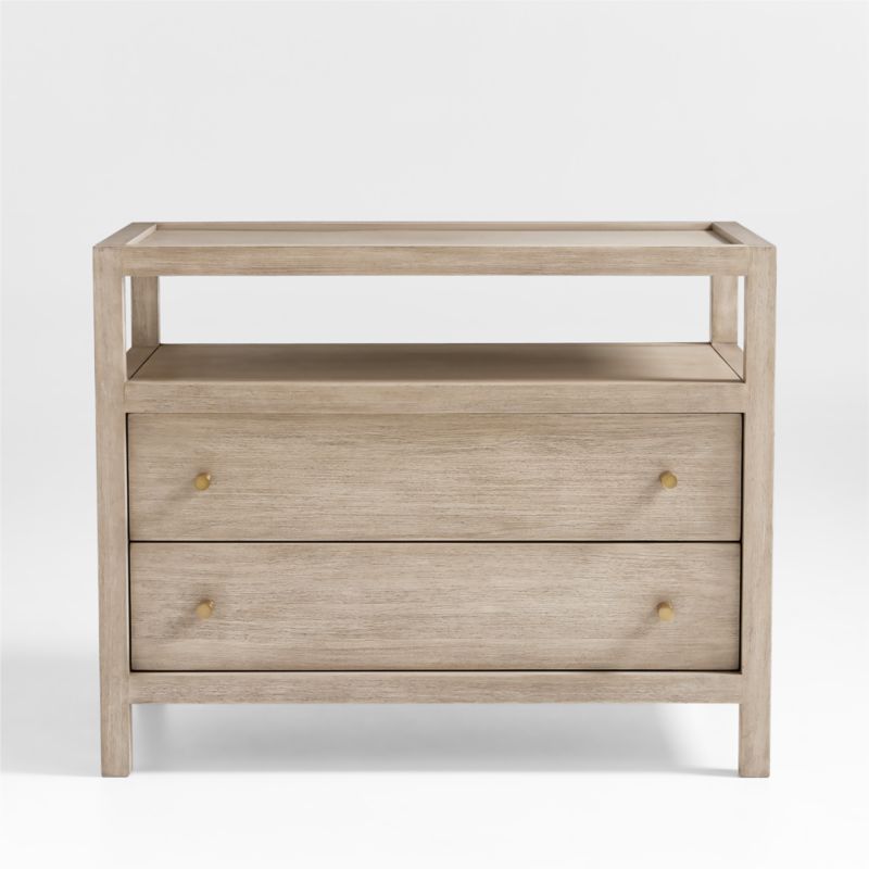 Viewing product image Keane Weathered Natural Solid Wood Charging Nightstand - image 1 of 11