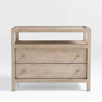 Keane Weathered Natural Solid Wood Charging Nightstand