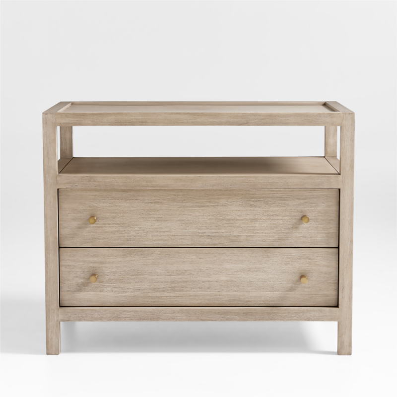 Viewing product image Keane 32" Weathered Natural Solid Wood Charging Nightstand - image 1 of 12