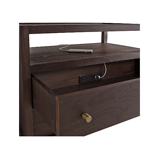 Keane Espresso Solid Wood Charging Nightstand