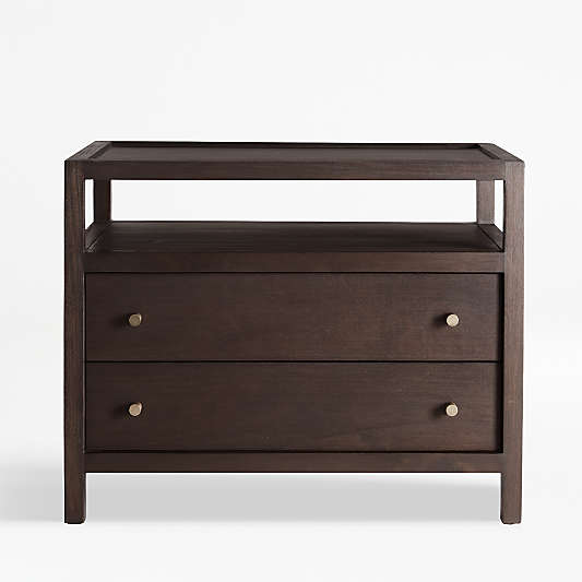 Keane Espresso Solid Wood Charging Nightstand