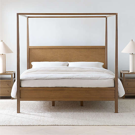 Keane Driftwood Wood Canopy Bed
