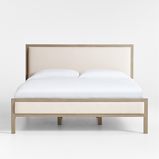 Keane Weathered Natural Wood Upholstered Bed