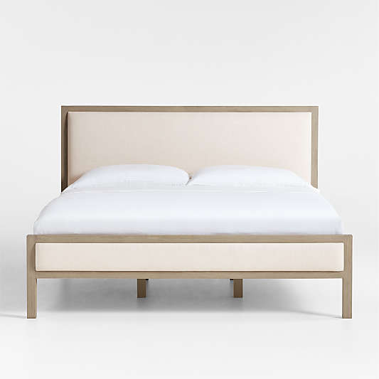 Keane Weathered Natural Wood Upholstered Bed