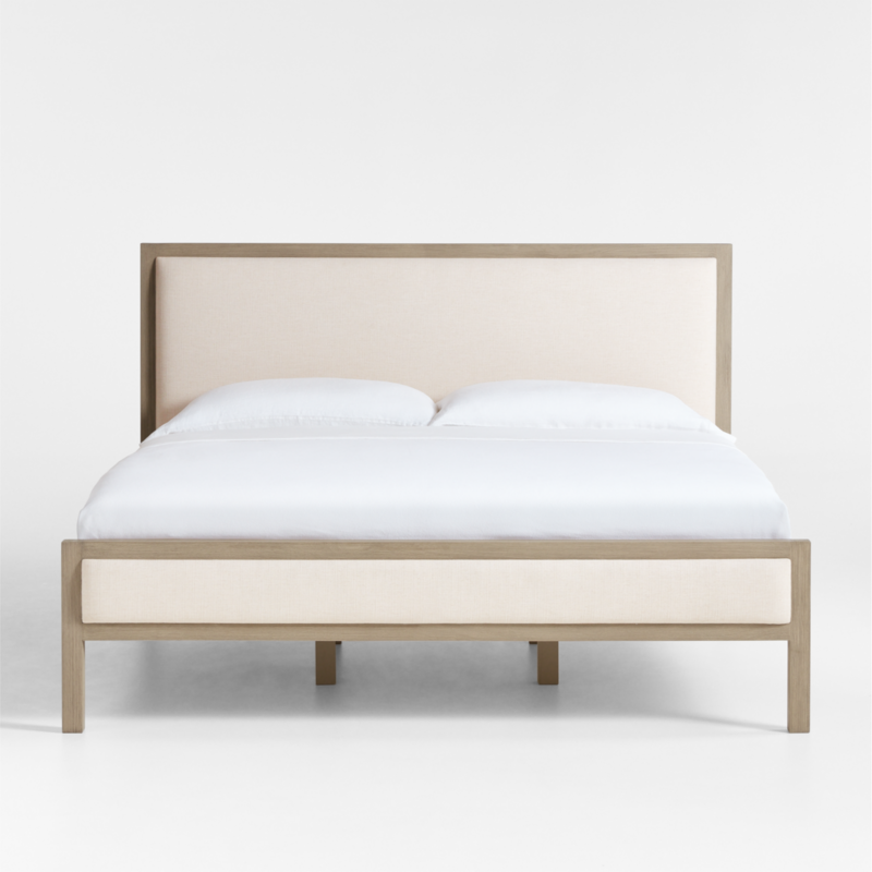 Keane Weathered Natural Wood Upholstered Queen Bed - image 6 of 11