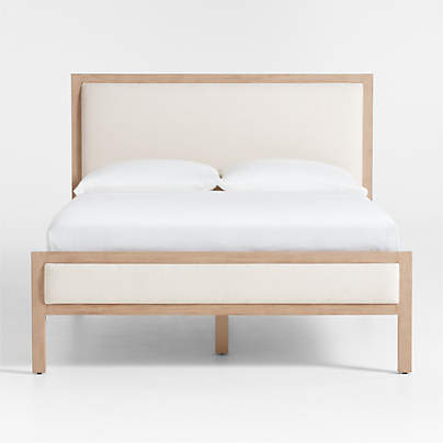 Keane Weathered Natural Wood Upholstered Queen Bed