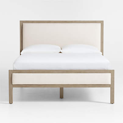 Keane Weathered Natural Wood Upholstered Queen Bed