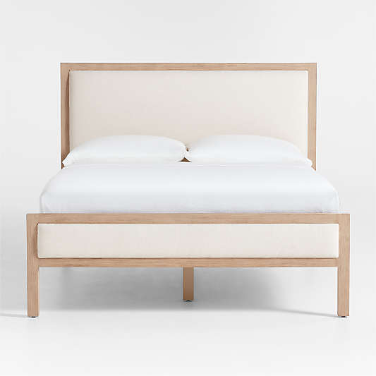 Keane Weathered Natural Wood Upholstered Bed