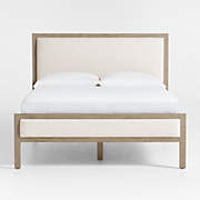Keane Weathered Natural Wood Upholstered Queen Bed