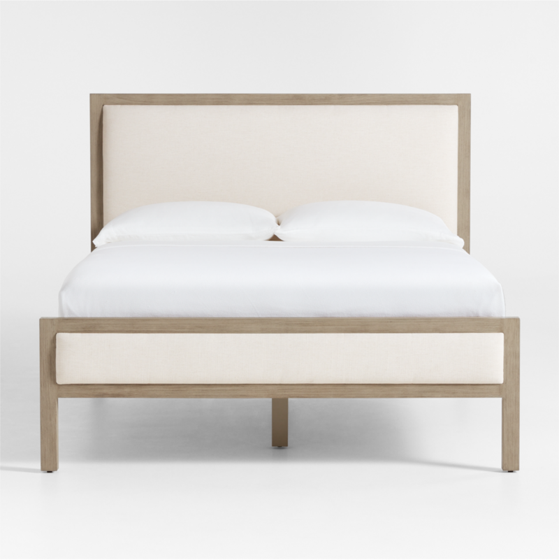 Keane Weathered Natural Wood Upholstered Queen Bed - image 0 of 11