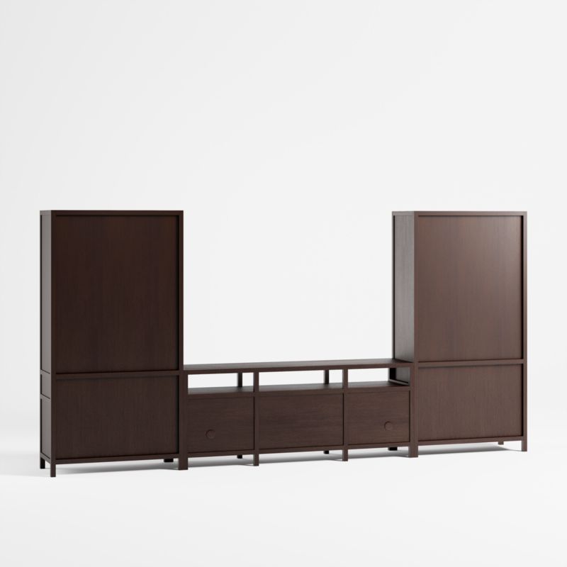 Keane Espresso Wood 72" Media Console with 2 Storage Bookcases