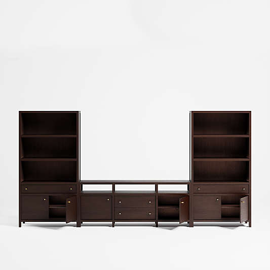 Keane 152" Espresso Solid Wood Storage Media Console Set