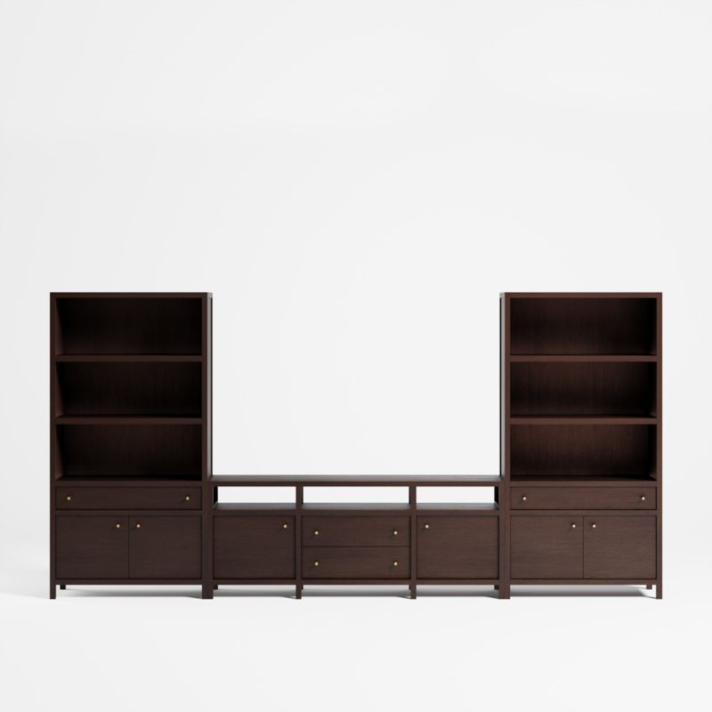 Keane Espresso Wood 72" Media Console with 2 Storage Bookcases