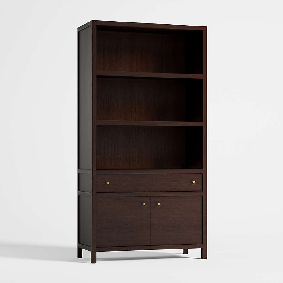 Keane Espresso Wood Closed Bookshelf Reviews Crate Barrel Canada