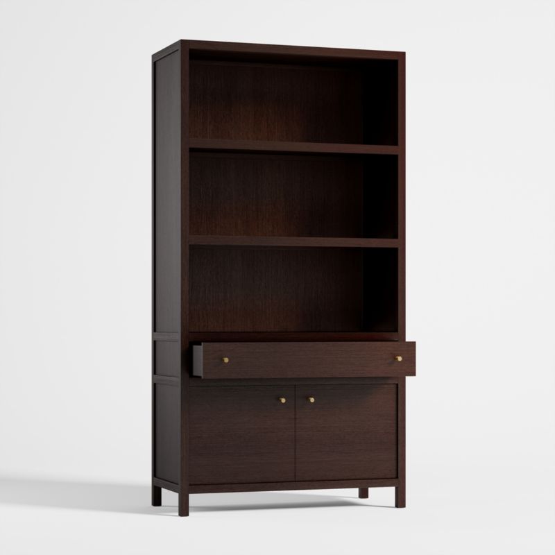 Keane Espresso Wood Closed Bookcases, Set of 2