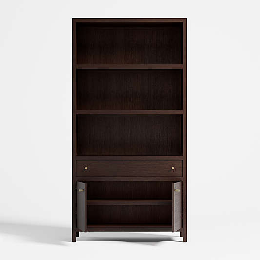 Keane 40" Espresso Solid Wood Storage Bookcase