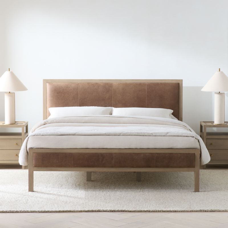 Keane Weathered Natural Wood and Leather King Bed - image 3 of 12