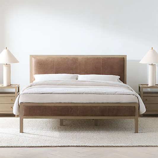 Keane Weathered Natural Wood and Leather Bed