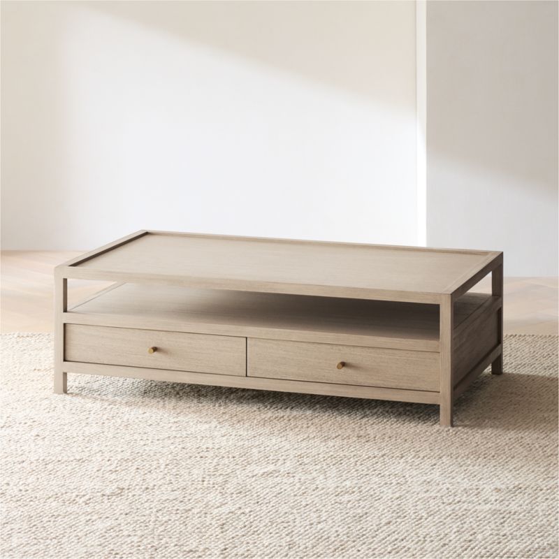 Keane Weathered Natural Wood 54" Rectangular Storage Coffee Table - image 8 of 14