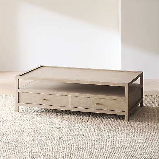 Keane Weathered Natural Wood Storage Coffee Table (45"-54")